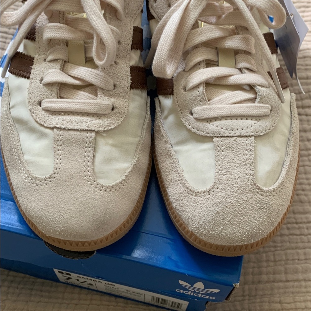 adidas Samba OG Cream and Brown Retro Sneakers - Picture 6 of 12